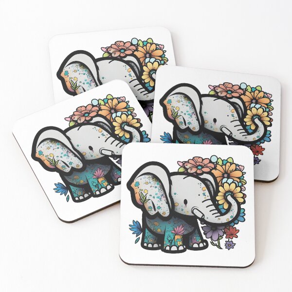 Item preview, floral baby elephant sticker. designed and sold by zabeans.