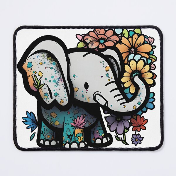 Item preview, floral baby elephant sticker. designed and sold by zabeans.