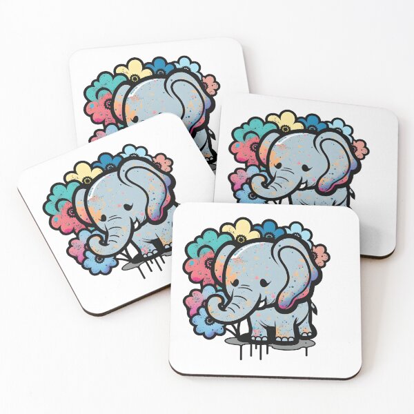 Item preview, floral baby elephant drip paint sticker. designed and sold by zabeans.
