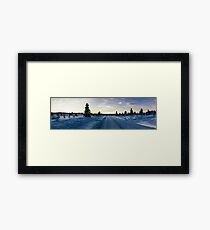 Panorama Shot of Sunset in Magical Scandinavian Winter Landscape Framed Print