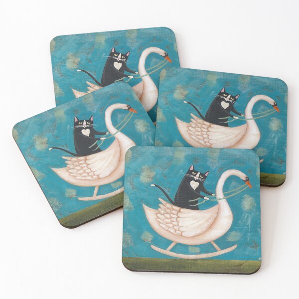 Item preview, Cat on a Rocking Swan designed and sold by KilkennyCat Art.