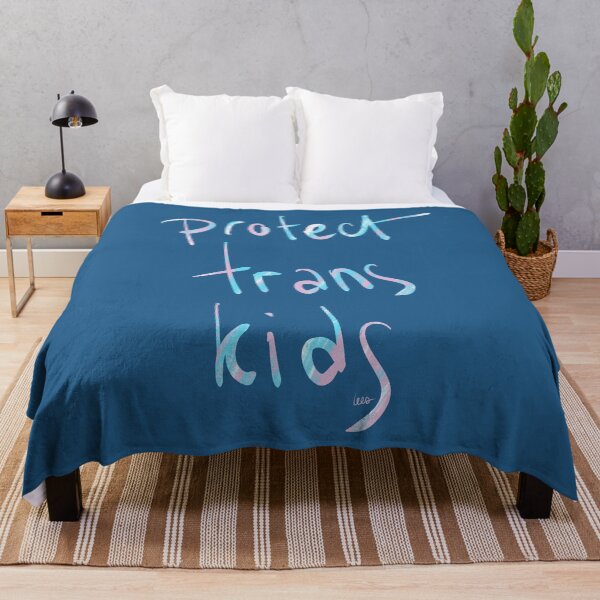 Item preview, Protect trans kids (blue background) designed and sold by MentaLee.
