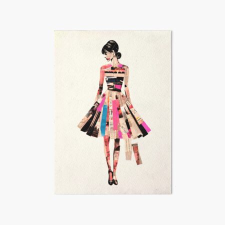 Item preview, Mid-Century Modern Pop Art Chic Retro Fashion Girl Collage - Feminine Bedroom Wall Art designed and sold by PinkNomad.
