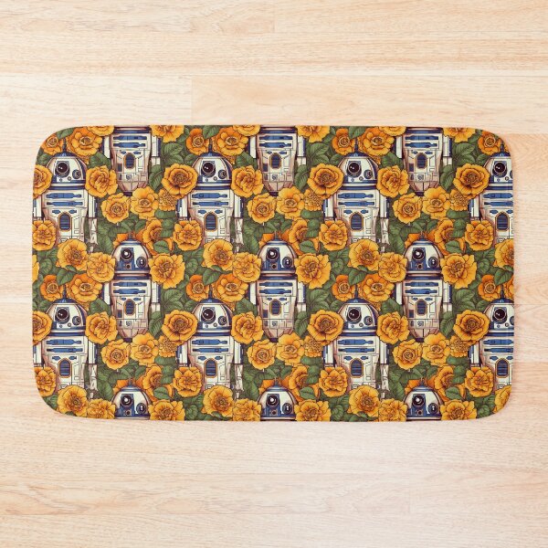 Item preview, Retro Floral Blue Droid designed and sold by Rainbows Galore.