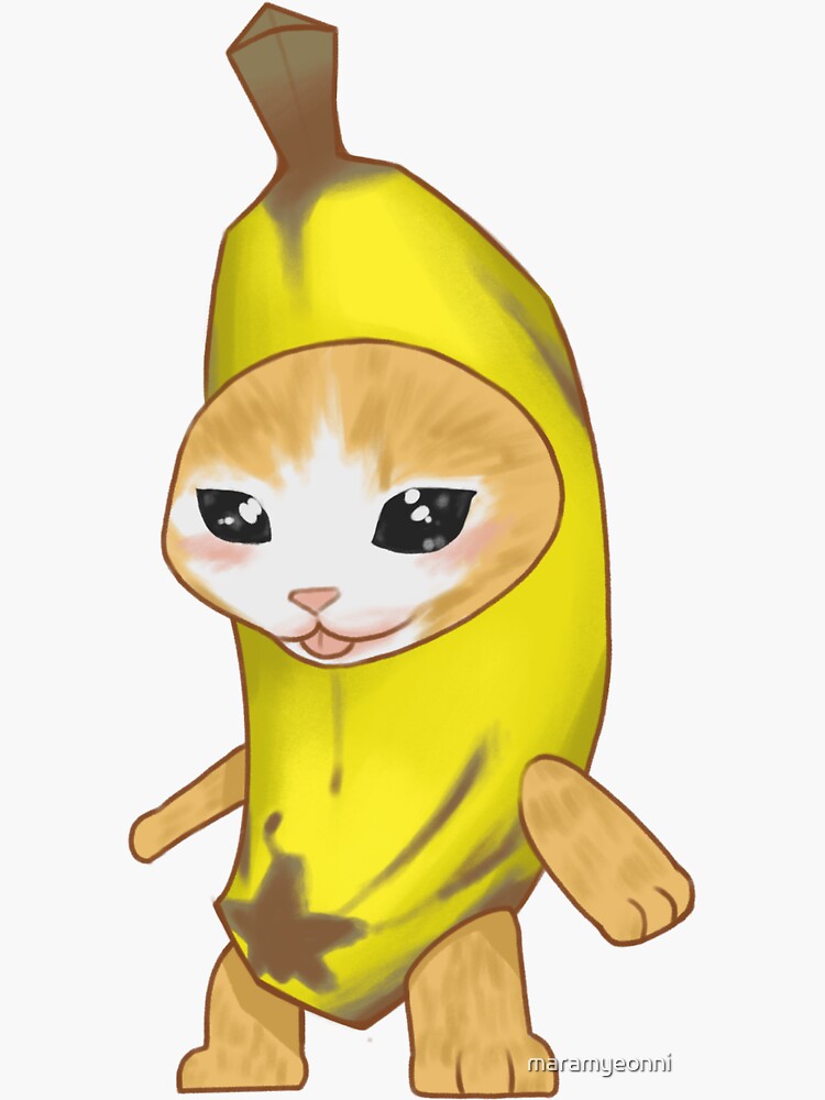"Banana cat" Sticker for Sale by maramyeonni Redbubble