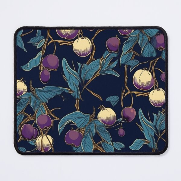 Item preview, Plum tree branches with plums on a dark blue background – FRUITS PATTERN 01 designed and sold by MadamPaperHazel.