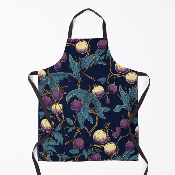 Item preview, Plum tree branches with plums on a dark blue background – FRUITS PATTERN 01 designed and sold by MadamPaperHazel.