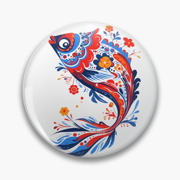 Item preview, folklore fish - inspired by Hungarian folklore motifs designed and sold by EmeraldeaArt.