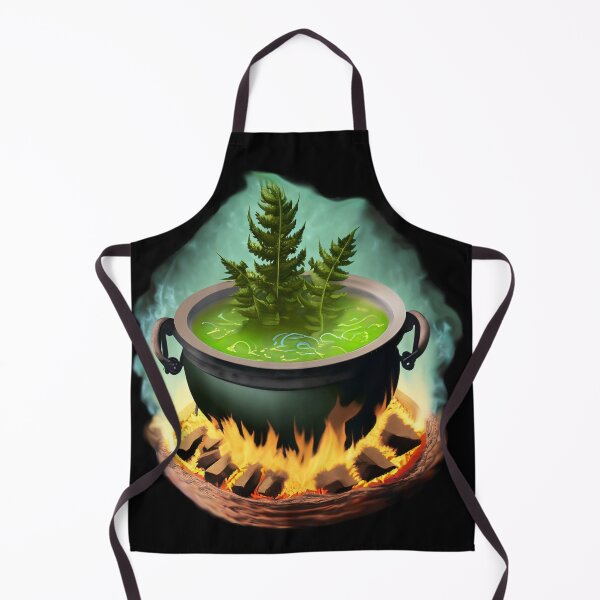 Item preview, Cauldron with green magic fern soup over the fire, halloween season of the witch designed and sold by Sunmoonlove.