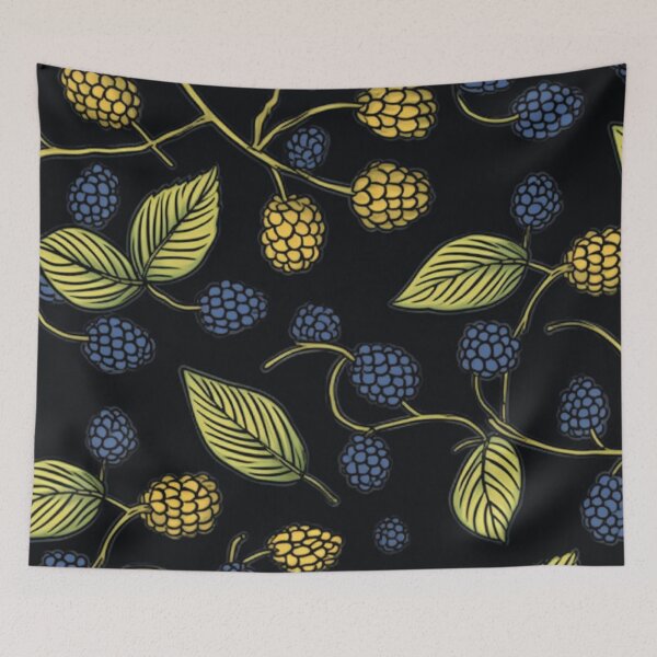 Item preview, Swifts on black background – FRUITS PATTERN 01 designed and sold by MadamPaperHazel.