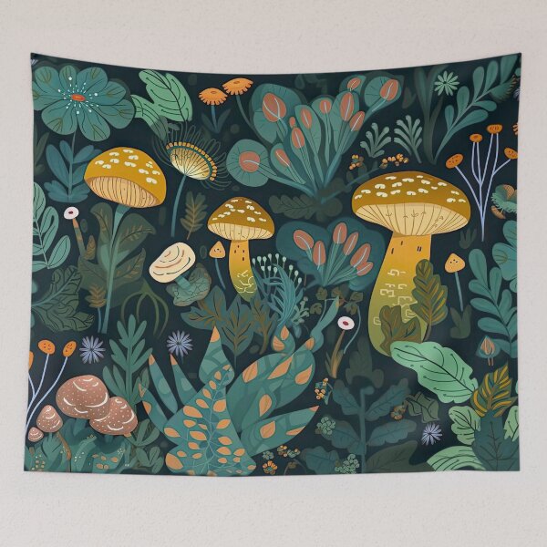 Item preview, Aesthetic Mushrooms and Plants Background designed and sold by TheFullFantasy.