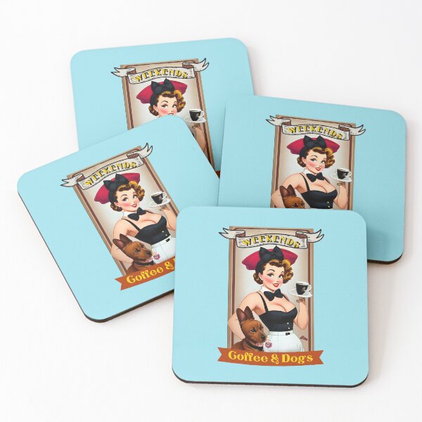 Item preview, Weekends. Coffee & Dogs.  - Funny Pinup Girl by CallisC Arts designed and sold by CallisC-Arts.