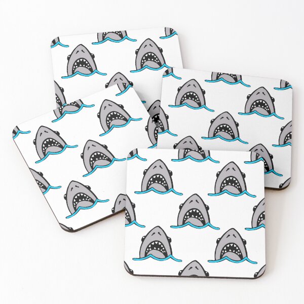 Item preview, Shark Attack pattern on white designed and sold by Quick Brown Fox Canada.