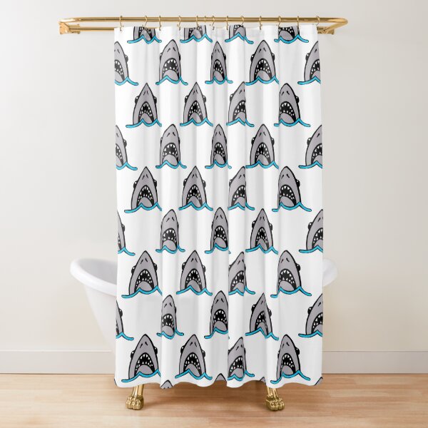 Item preview, Shark Attack pattern on white designed and sold by Quick Brown Fox Canada.