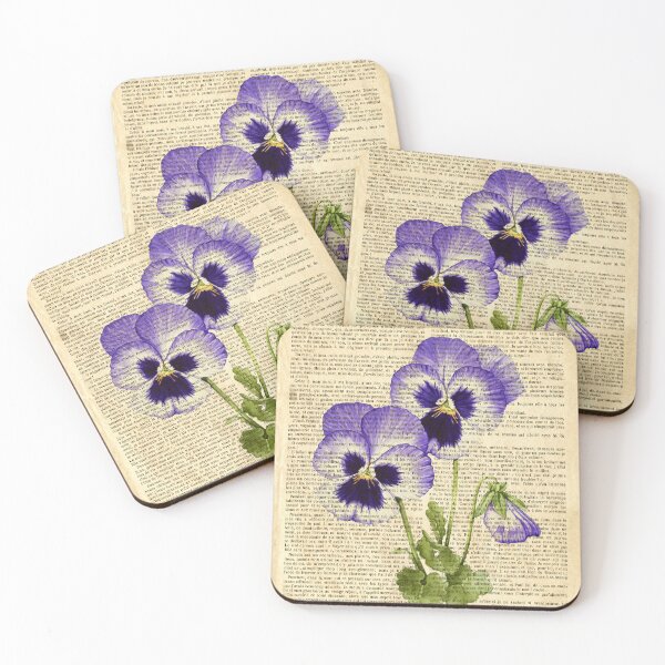 Item preview,  Botanical print, on old book page - pansies designed and sold by Art by Lilia.