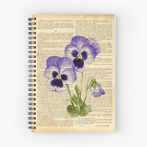Item preview,  Botanical print, on old book page - pansies designed and sold by Art by Lilia.