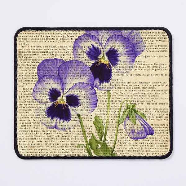 Item preview, Botanical print, on old book page - pansies designed and sold by Art by Lilia.