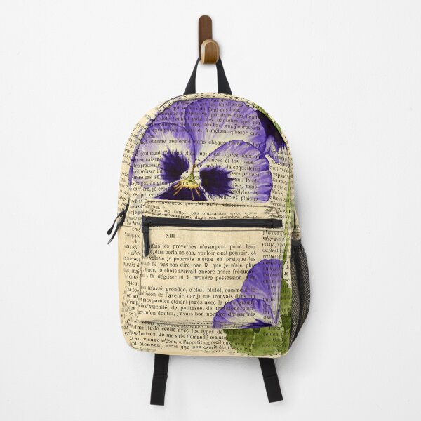 Item preview, Botanical print, on old book page - pansies designed and sold by Art by Lilia.