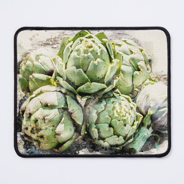 Item preview, Waterercolor still life of harvested Globe artichokes designed and sold by bailey-cooper.