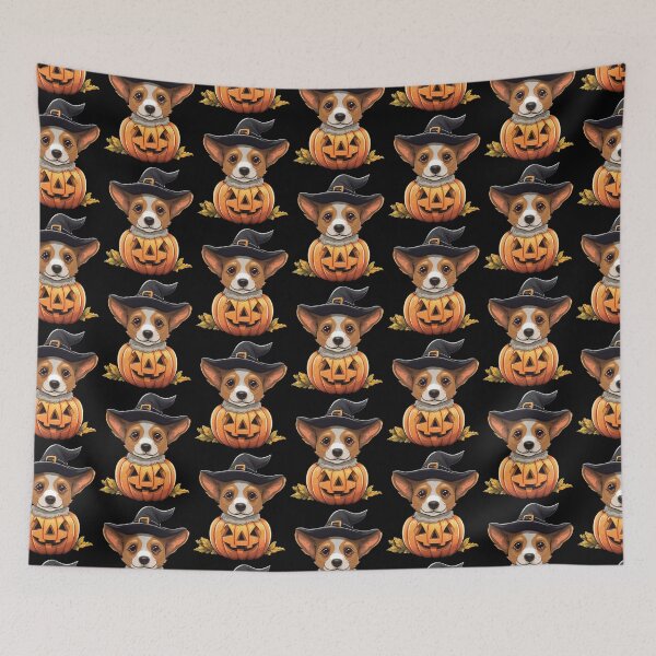 Item preview, Cute Corgi Halloween Autumn Puppy with Pumpkins designed and sold by VermintStudio.