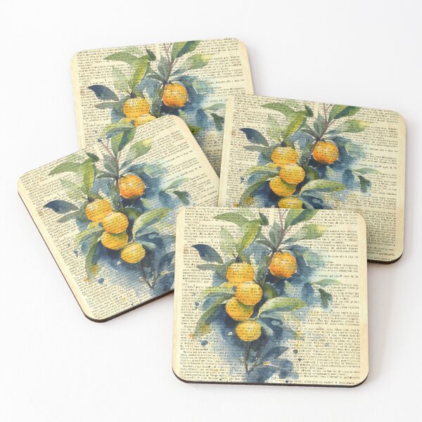 Item preview,  Botanical print, on old book page - oranges designed and sold by Art by Lilia.