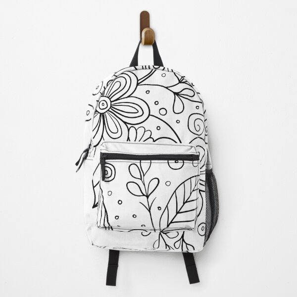 Item preview, Abstract hand drawn black and white doodle flowers designed and sold by Familyshmot.