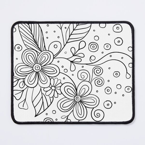 Item preview, Abstract hand drawn black and white doodle flowers designed and sold by Familyshmot.