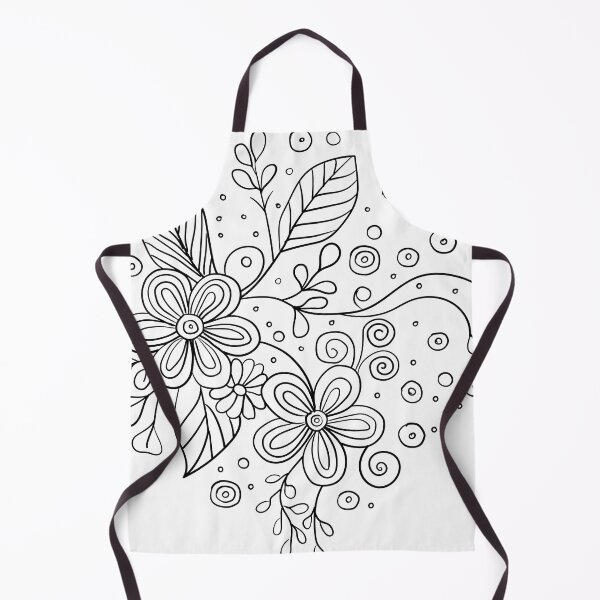 Item preview, Abstract hand drawn black and white doodle flowers designed and sold by Familyshmot.