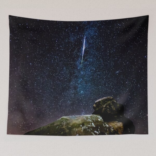 Item preview, Perseid Meteor, the Milky Way and Andromeda Galaxy at Ramshaw Rocks designed and sold by TravellingSimon.