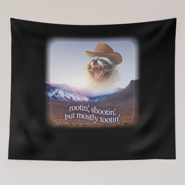 Item preview, rootin shootin but mostly tootin cowboy raccoon word art Classic  designed and sold by MaceyPfeffer.