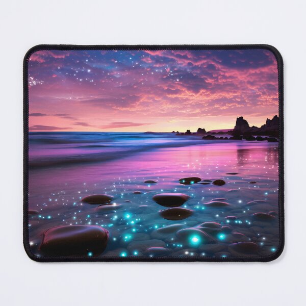 Item preview, Otherworldly beach and seascape with gemstones at sunset designed and sold by Art by Lilia.