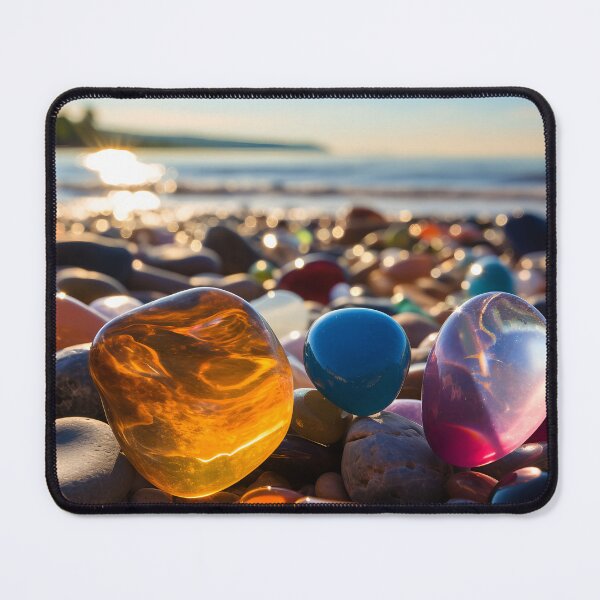 Item preview, Otherworldly beach and seascape with gemstones at sunset 1 designed and sold by Art by Lilia.