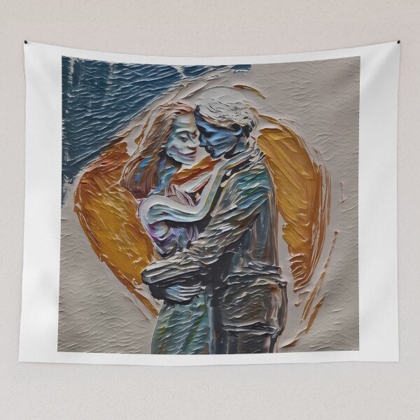 Item preview, Original oil painting on canvas of loving couple in love embracing each other designed and sold by arun2503.
