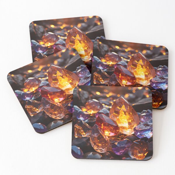 Item preview, Otherworldly beach and seascape with gemstones at sunset 2 designed and sold by Art by Lilia.