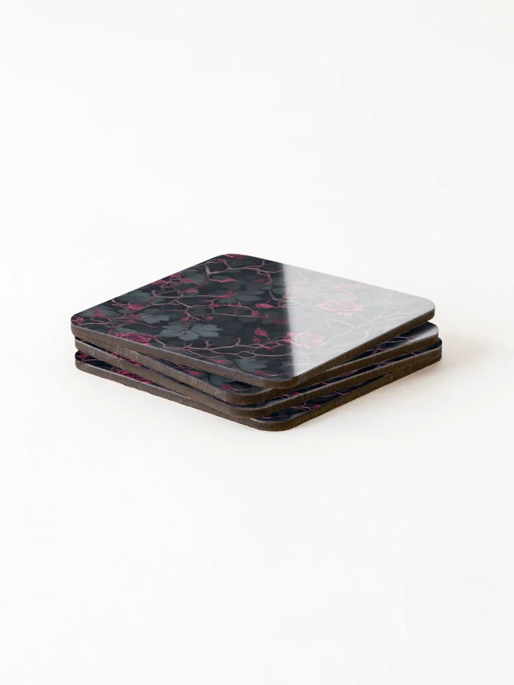 Thumbnail 4 of 5, Coasters (Set of 4), Macabre Roses Pattern designed and sold by JapKo.