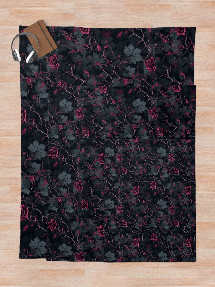 Thumbnail 5 of 6, Throw Blanket, Macabre Roses Pattern designed and sold by JapKo.