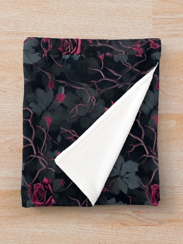Thumbnail 3 of 6, Throw Blanket, Macabre Roses Pattern designed and sold by JapKo.
