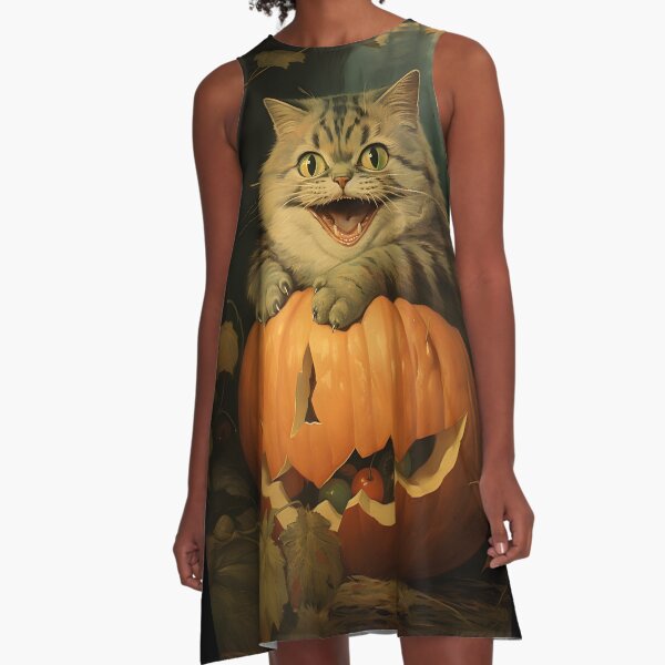 Item preview, Retro Vintage: Chubby Cat and Pumpkin - Whimsical Autumn Delight designed and sold by KittyStampedeCo.