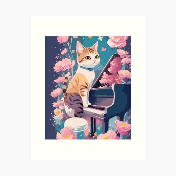 Item preview, Funny cat playing piano flower designed and sold by amedo14.