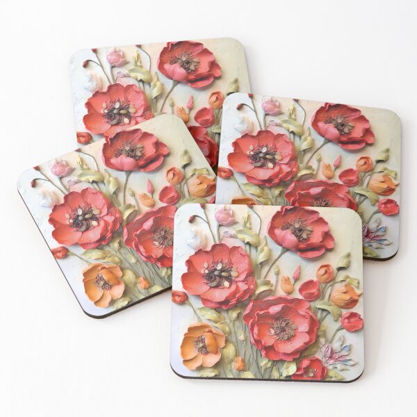 Item preview, Embedded Rhapsody Impasto Poppy Blooms  designed and sold by Rocky Mountain Artistry.