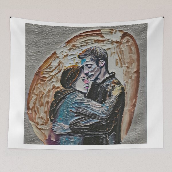 Item preview, Original oil painting on canvas of loving couple in love embracing each other designed and sold by arun2503.