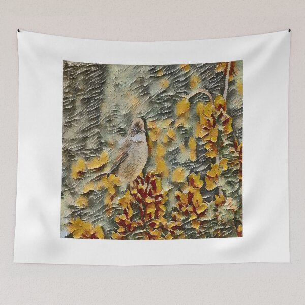 Item preview, Bird on a branch of a bush in the autumn forest. Digital painting. designed and sold by arun2503.
