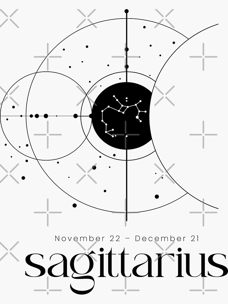 Sticker for Sale mit Schwarz-weißes, minimalistisches Sternbild Schütze  von VermintStudio