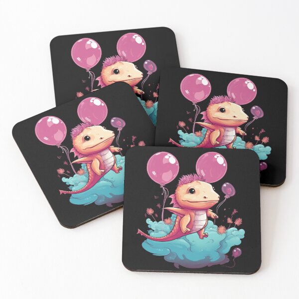 Item preview, Cute Axolotl Kawaii with ballons designed and sold by ArtFromBeyond.