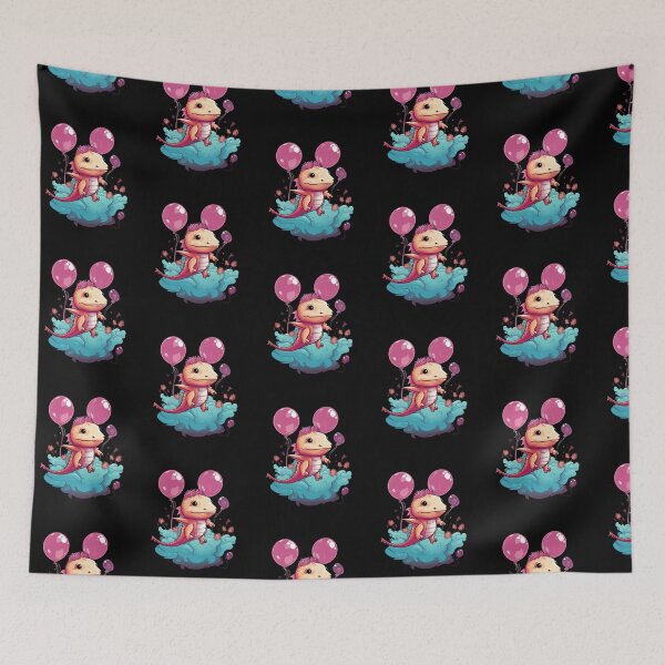 Item preview, Cute Axolotl Kawaii with ballons designed and sold by ArtFromBeyond.