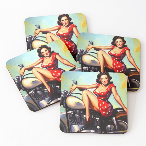 Item preview, 1950s Pinup Model on Motorcycle 01 designed and sold by jeepmonster.