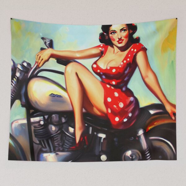 Item preview, 1950s Pinup Model on Motorcycle 01 designed and sold by jeepmonster.