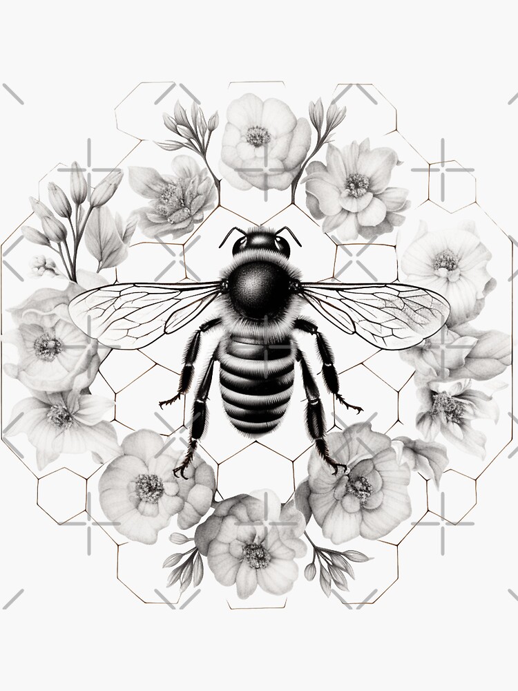 Abeille noir et blanc Sticker