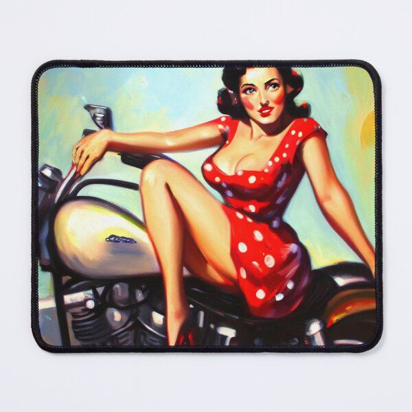 Item preview, 1950s Pinup Model on Motorcycle 01 designed and sold by jeepmonster.