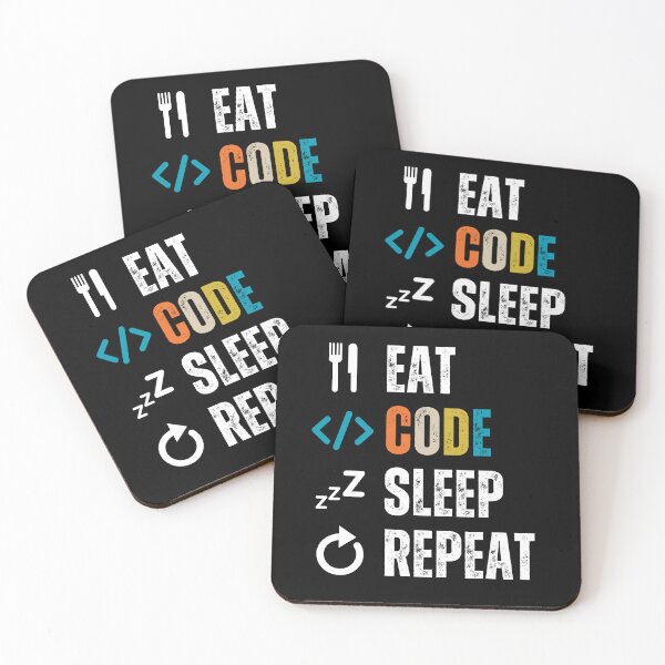 Item preview, Eat sleep code repeat Programmer coding retro design designed and sold by Uplife-MyStore.
